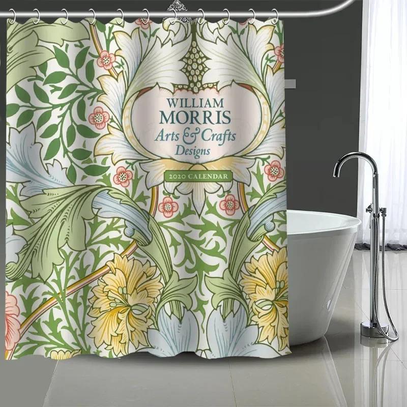 William Morris Art Custom Pattern Polyester Bath Curtain 180X180Cm Shower Curtains Diy Bath Screen Printed Curtain For Bathroom