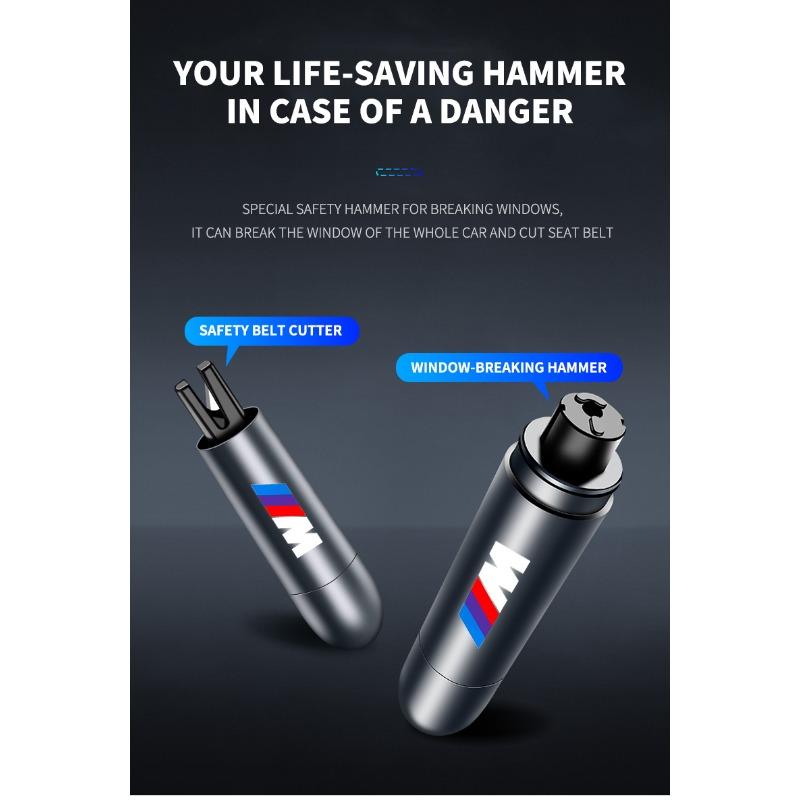 Młotek bezpieczeństwa samochodowego Narzędzie do wybijania szyb w nagłych wypadkach Przecinak do pasów bezpieczeństwa Dla BMW M E34 E36 E60 E90 E46 E39 E70 F10 F20 F30 X5 X6 X1 M3 M5 M6 E71 F01 F87