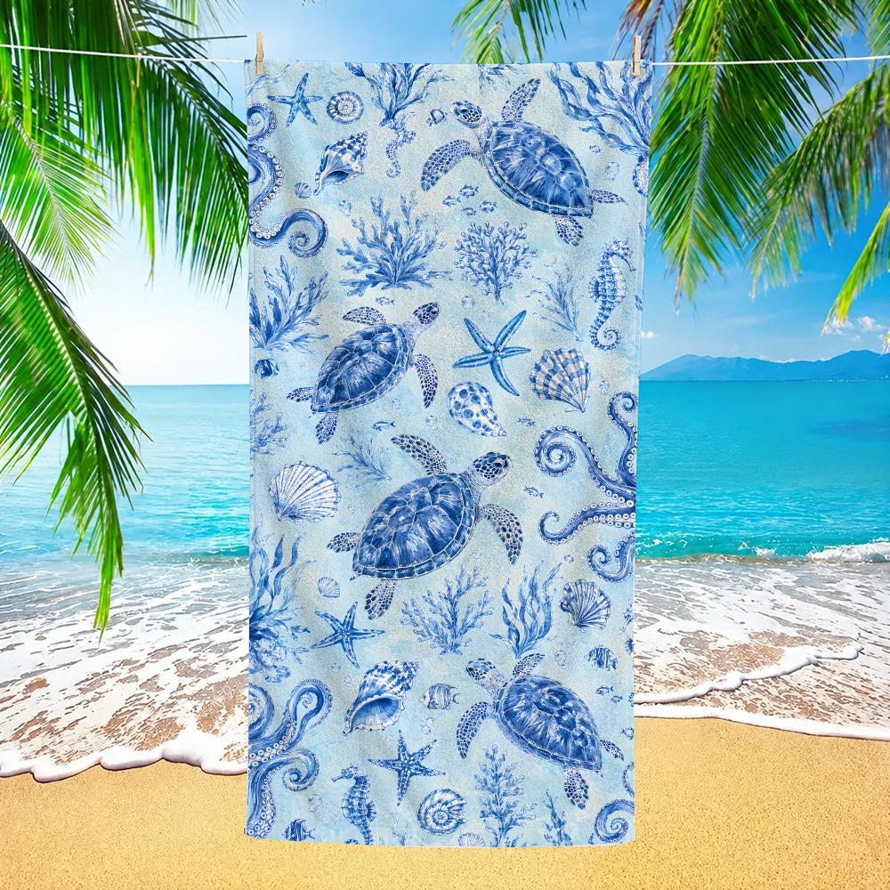 1pc Beach Turtle Animal Towel Beach Towel Quick Dry Absorbent Bath Towel For Swimming Gym Camping Outdoor Sunbathing