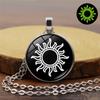 Vintage Luminous Sun Moon Lovers Time Gem Pendant Necklace Women's Jewelry Sweater Chain