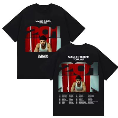 Rapper Manuel Turizo Tour 2025 Grafik T-Shirt Herren Hip Hop Locker Kurzarm T-Shirts Vintage Übergroß Baumwoll-Tee Streetwear