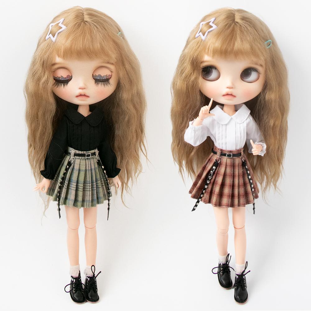 Roupas Blythe Saia Plissada Xadrez Top Tomara-que-caia Vestido de Tule Conjunto Saia com Babados para bonecas Licca Azones Ob22 Ker YMY acessórios