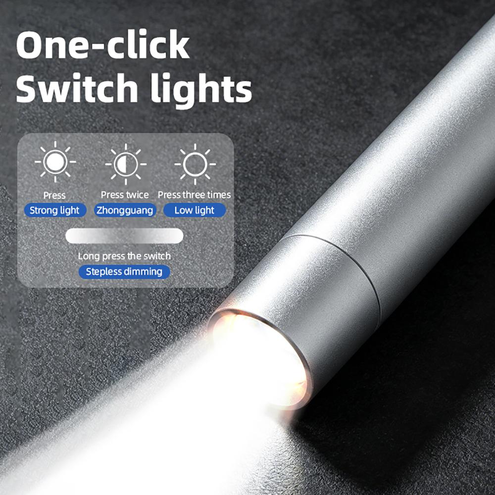 Super Bright LED Flashlight USB Rechargeable Aluminum Alloy Mini Torch Portable Waterproof Handheld Light for Camping Hiking Emergency Outdoor