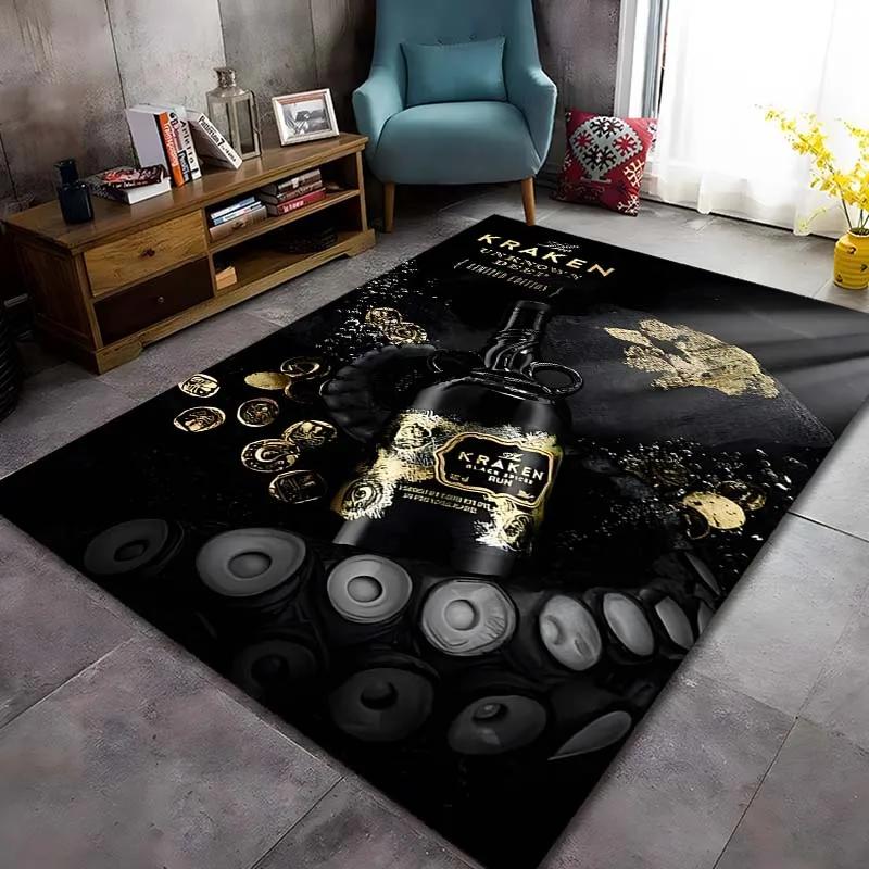 Spiced Rum Kraken-Black Pattern Carpets Bedroom Play Mats Bedroom Decor Carpet Livingroom Rug Crawl Mat Christmas Gift Rug