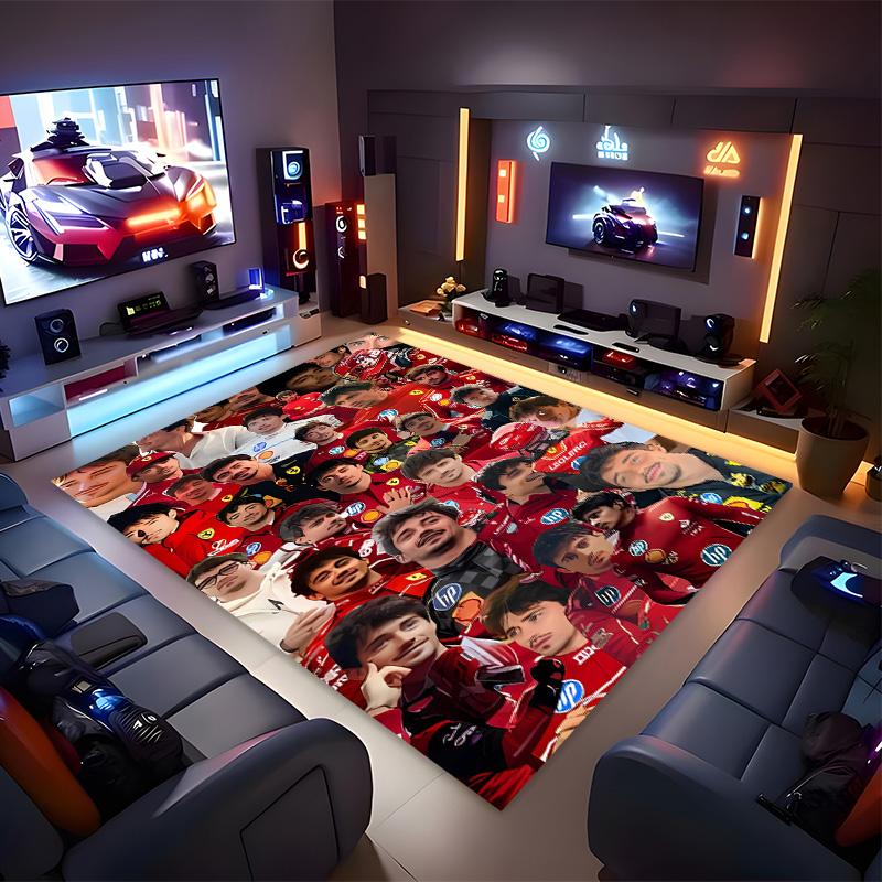 C-charles Leclerc F1 Racing Printed Absorbent Washable Carpet,Non-Slip Bathroom Mats,Kitchen Rugs,Living Room Entrance,Camping Picnic Rugs
