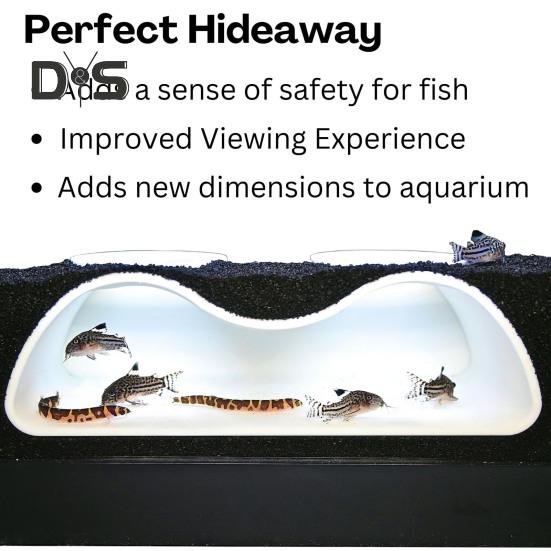 Unterirdischer Tunnel für Aquarien, natürliche Kurve, zwei Löcher, Beobachtung von Fischen, Garnelen, Versteck, Aquarium, Unterkiestunnel für Corydoras, Wels, Kuhli-Schmerle