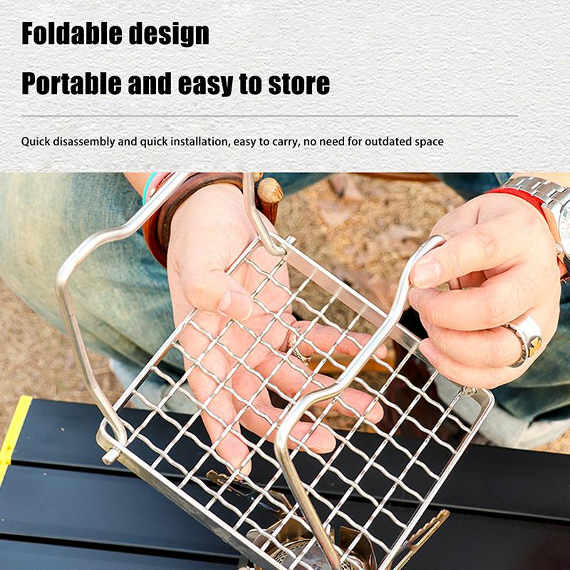 Outdoor Stainless Steel Camping Grill Portable Foldable Mini Grill Rack Burner Stove Stand For Picnic Cooking Camping Equipment