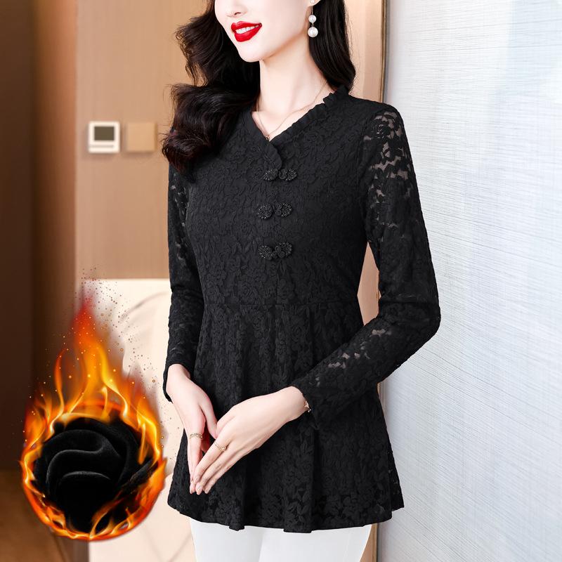 Foreign-style Mother Outfit Wintertime New Arrival Long-sleeved Slim-fitting Bottoming Shirt, Thin and Versatile Waist Top