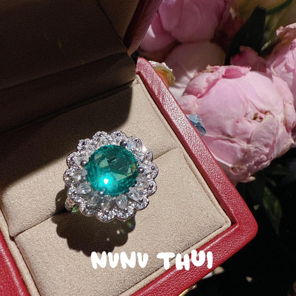 

Nvnvacc French Romantic Rhine Green Iris Gem Key Necklace Haute Couture Jewelry, Earring Set