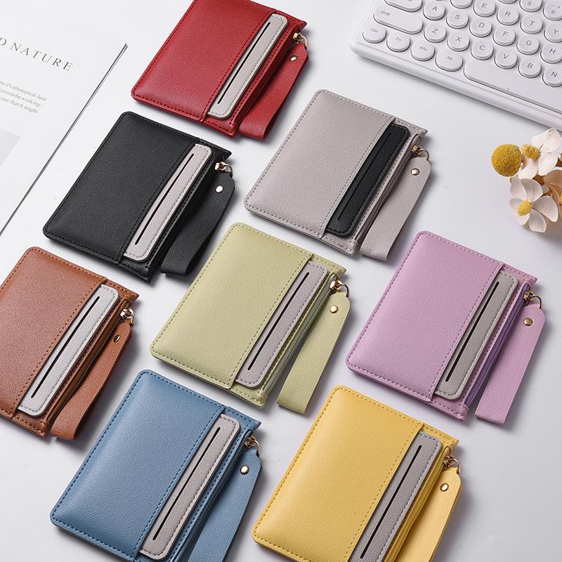 Ultra-thin PU card holder female Korean version of the zipper coin purse multi-card slot simple fashion compact card holder anti-degaussing