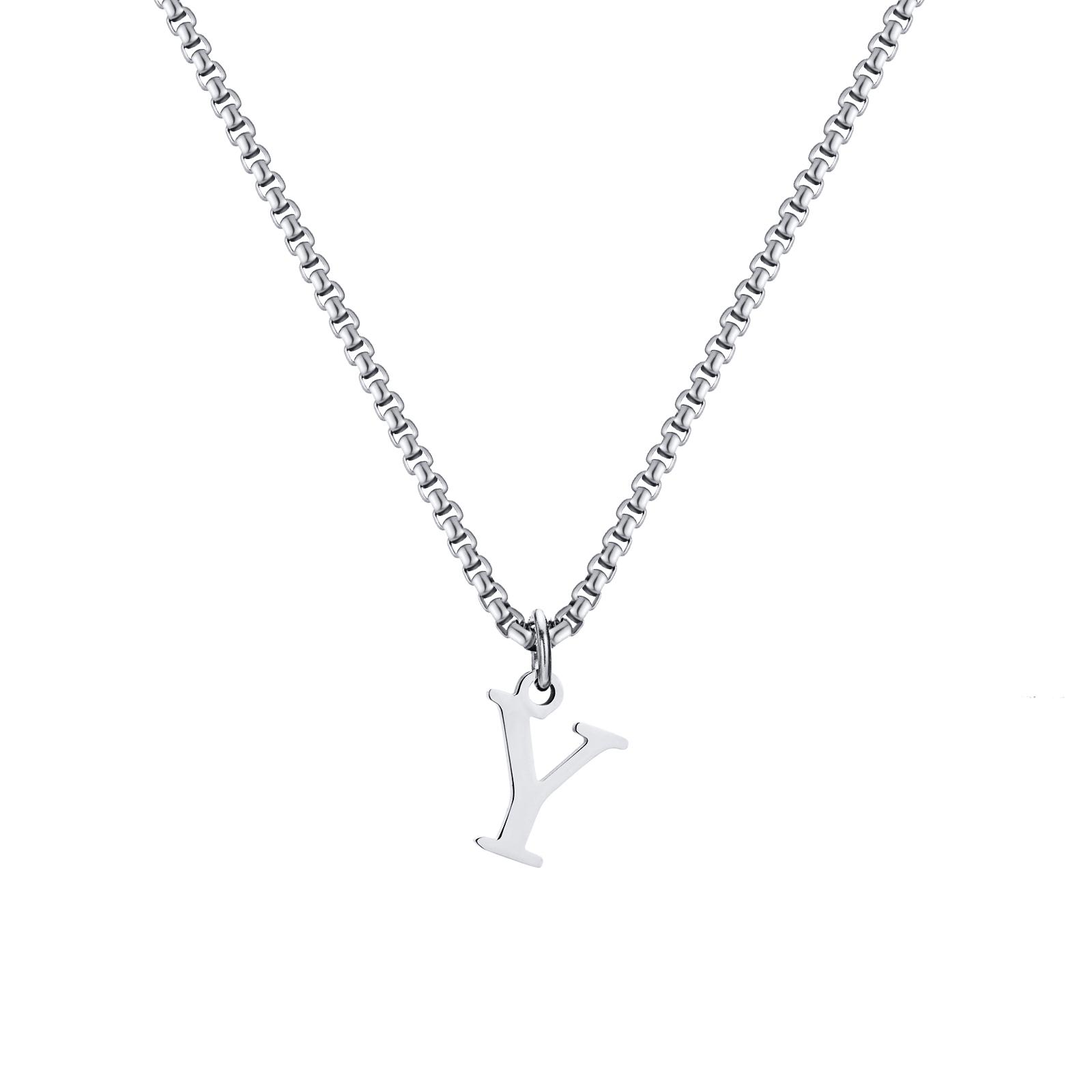 

Fashion Letters A-Z Pendant Necklace for Men Women, Stainless Steel English Alphabet Chain Necklace, Fashion Punk Jewelry Male Gift 60 cm