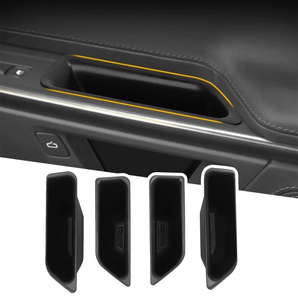 For RIVIAN R1T R1S Car Side Door Handle Storage Box Tray ABS Organizers Accessories Black 4PCS