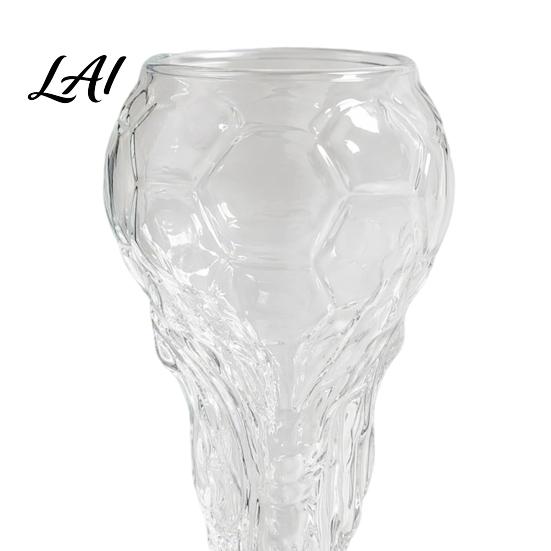 Football Celebration Glass Beer Cup Trophy Style 730ml Clear Borosilicate Lager Mug Cup with Heavy Relief Base Party Drinkware Safe Packaging
