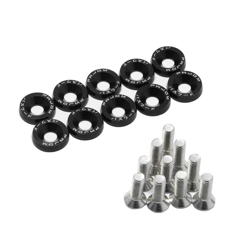 10 PCS M6 Automotive Hexagonal Fasteners, Mudguard Washers, Bumper Engine, Concave Screws, JDM Aluminum Mudguard Washers