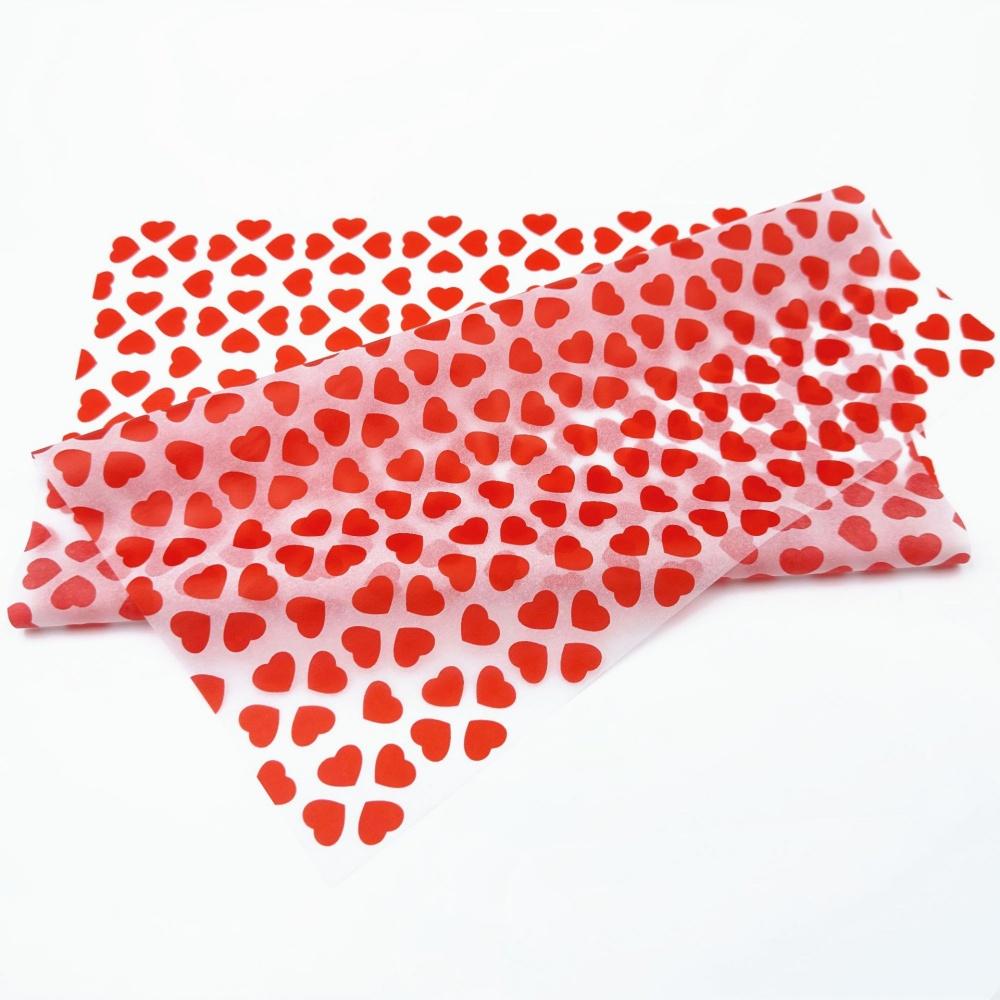 50 Sheets Red Heart Pattern Tissue Paper 50*35cm Gift Wrapping Paper Suitable for Wedding Valentine's Day Birthday GiftPackaging