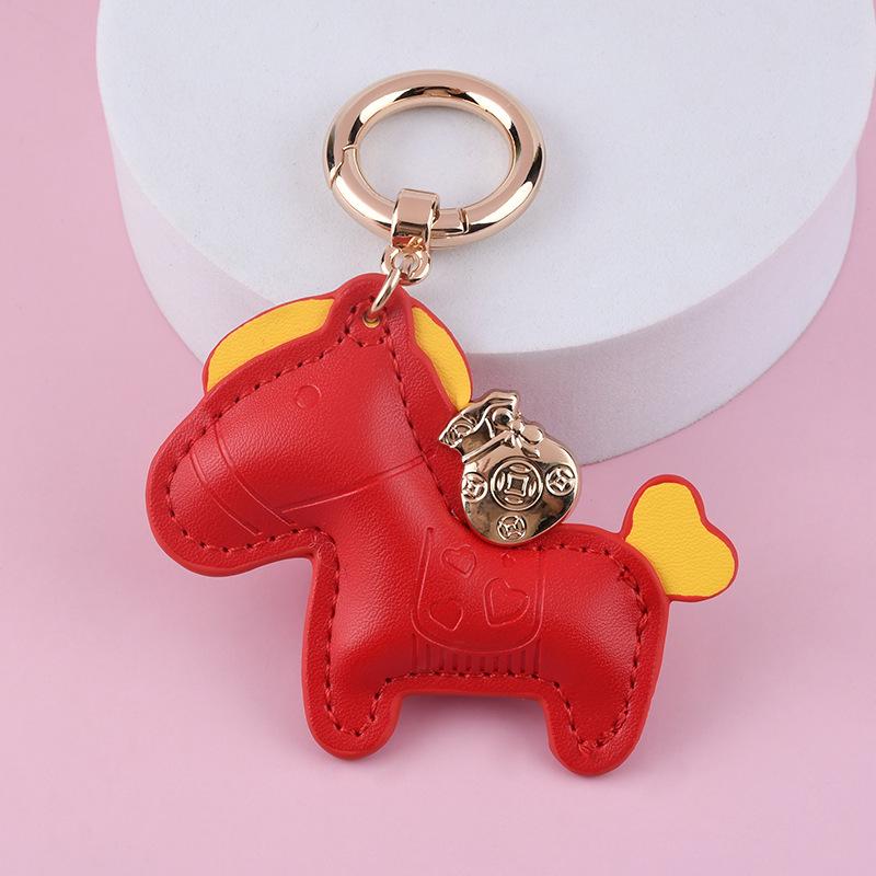 Pregevole Ciondolo Scuola in Pelle Cartoon - Portachiavi con Ciondolo Cavallo Carino Regalo
