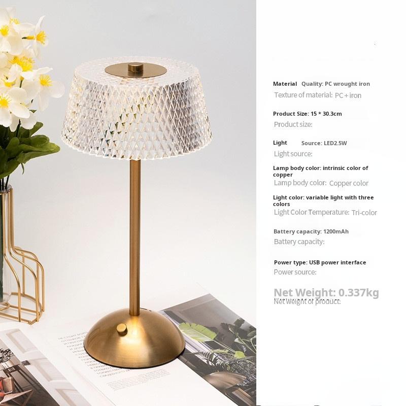 LED Table Lamp Touch Sensor USB Rechargeable Night Light 3 Color Wireless LED Bedside Lamp Atmosphere Restaurant Hotel Bar