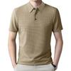 TEMU Popular High-end Mesh Seersucker Ice Silk Short-sleeved Men's Lapel Summer Solid Color Large Size POLO Shirt