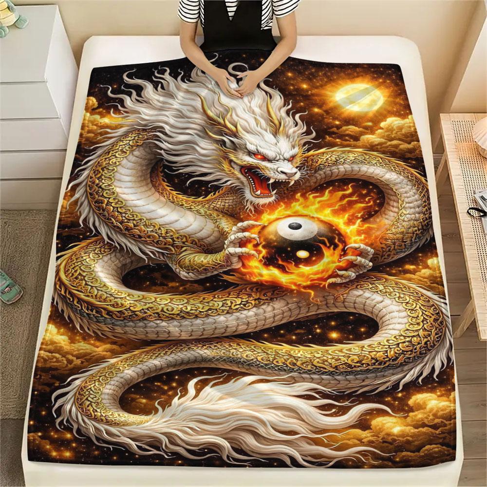 Green Dragon Clouds Blanket Camping Trip Soft And Comfortable Sheet Bedroom Machine Washable