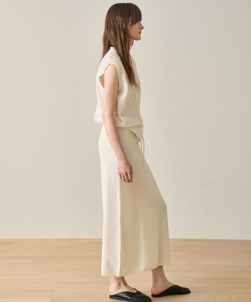 GRIDAJ Fine Wool Maxi Knit Skirt _ Ivory
