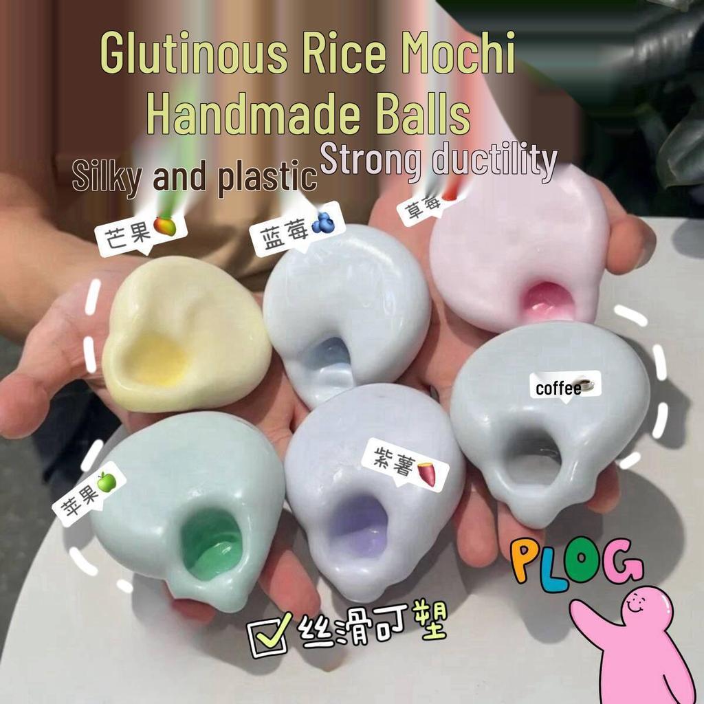Glutinous Rice Mochi Pinch Hand-Made Stress Ball – Jiggly, Sticky, and Noisy Decompression Toy