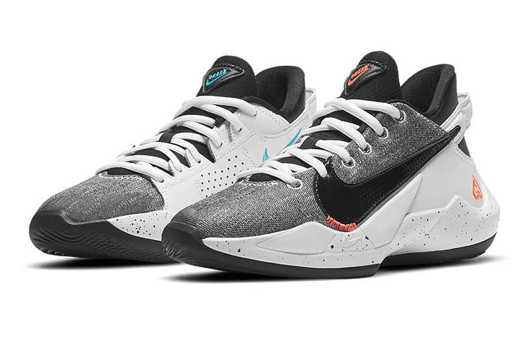 Nike Freak 2 Slip-Resistant Cushioning Wear-Resistant Low-Top Children's Basketball Shoes Gray White Black Teenagers CW3227-101