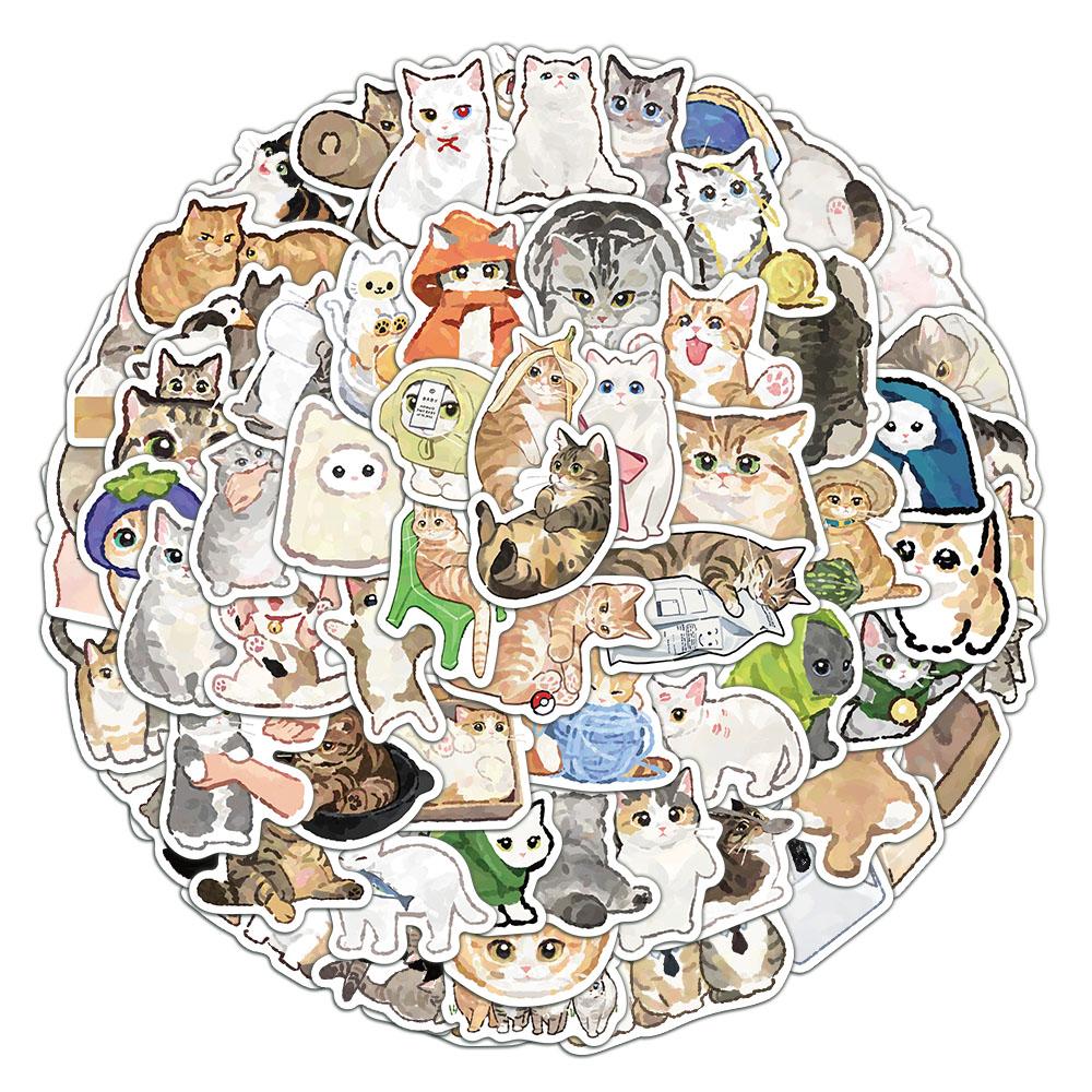 77PCS Cartoon Cat Stickers Exquisite Animal Account Materials Phone Cases Laptop Luggage Waterproof Stickers
