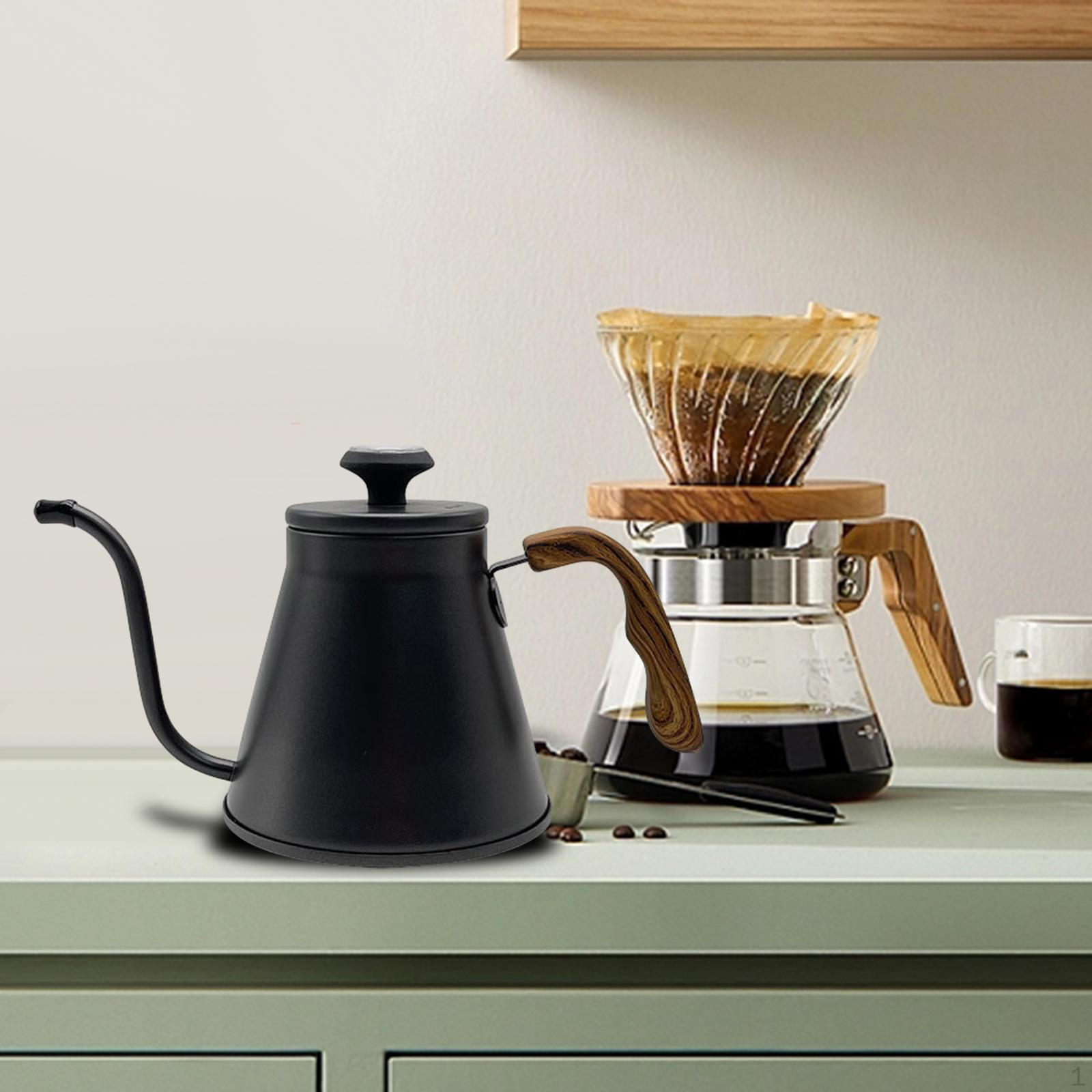 1000 Ml Coffee Kettle, Practical Wooden Handle, Anti-scald Stainless Steel, Portable Spout,