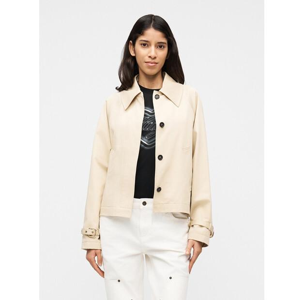 Тренчкот женский HUGO Style Amotu-1 короткий хлопковый Regular-Fit Trenchcoat 50562959 белый/бежевый