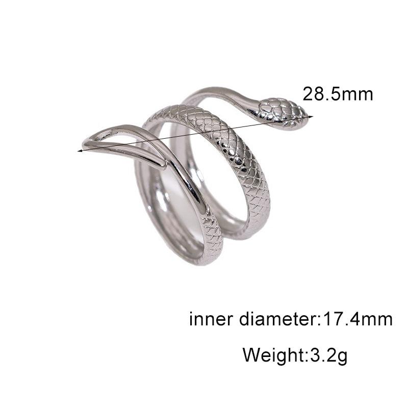 Stainless Steel Minimalist Snake Rings for Women Men Personalized Hip-Hop Waterproof Opening Rings Party Jewelry Accessories