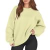 Women's Fashion Long Sleeve Loose Oversize Solid Color Half Zipper Neck Sweater Top With Pockets