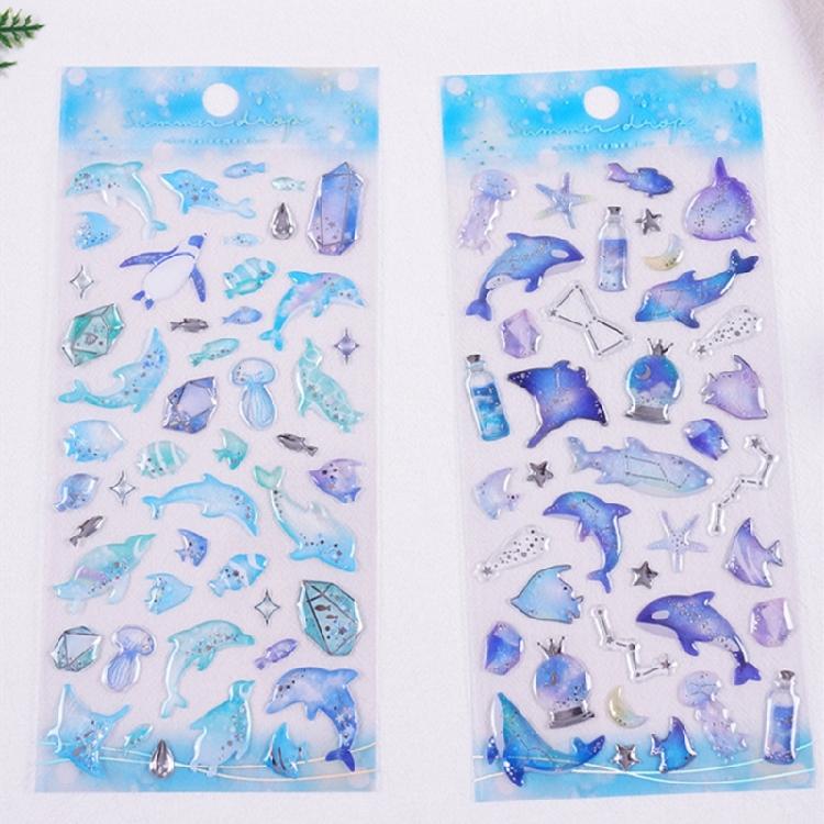 Marine Creature PVC Sticker Embossed Decorative Sticker For Notebook Journal Phone Cover Scrapbooking Embellishments