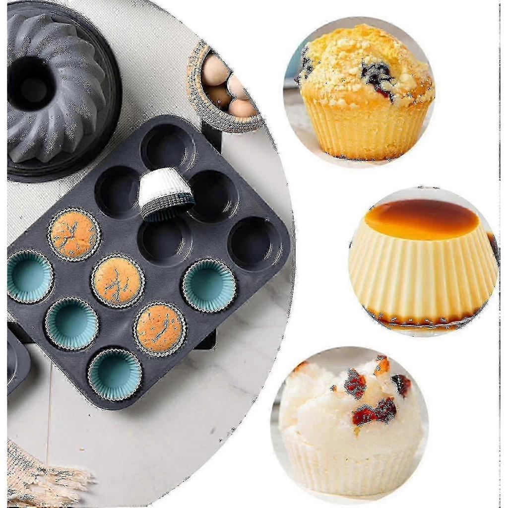 Reusable Non-Stick Muffin Molding Set for Kitchen Baking - Silicone Cupcake Liners (a-1b)