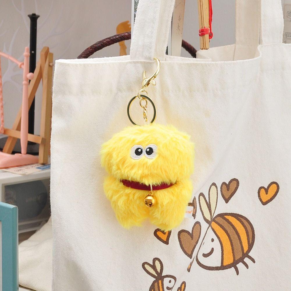 PP Cotton Big Eye Doll Pendant Fluffy Bell Hair Ball Key Chain  Female Lady Girl