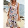 Women's Flower Pattern Printed Sleeveless Round Neck Dress Loose Soft and Comfortable Plus Size Dress