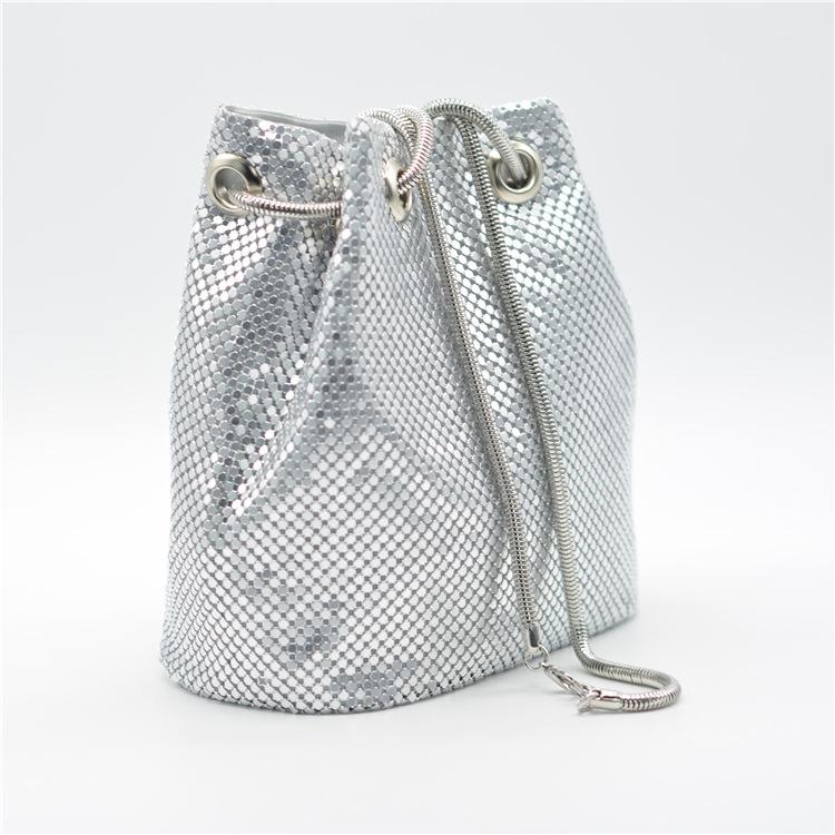 Fashion One-shoulder Messenger Bucket Bag Silver Sequined Bucket Evening Bag Women crossbody purses and handbags luxury designer