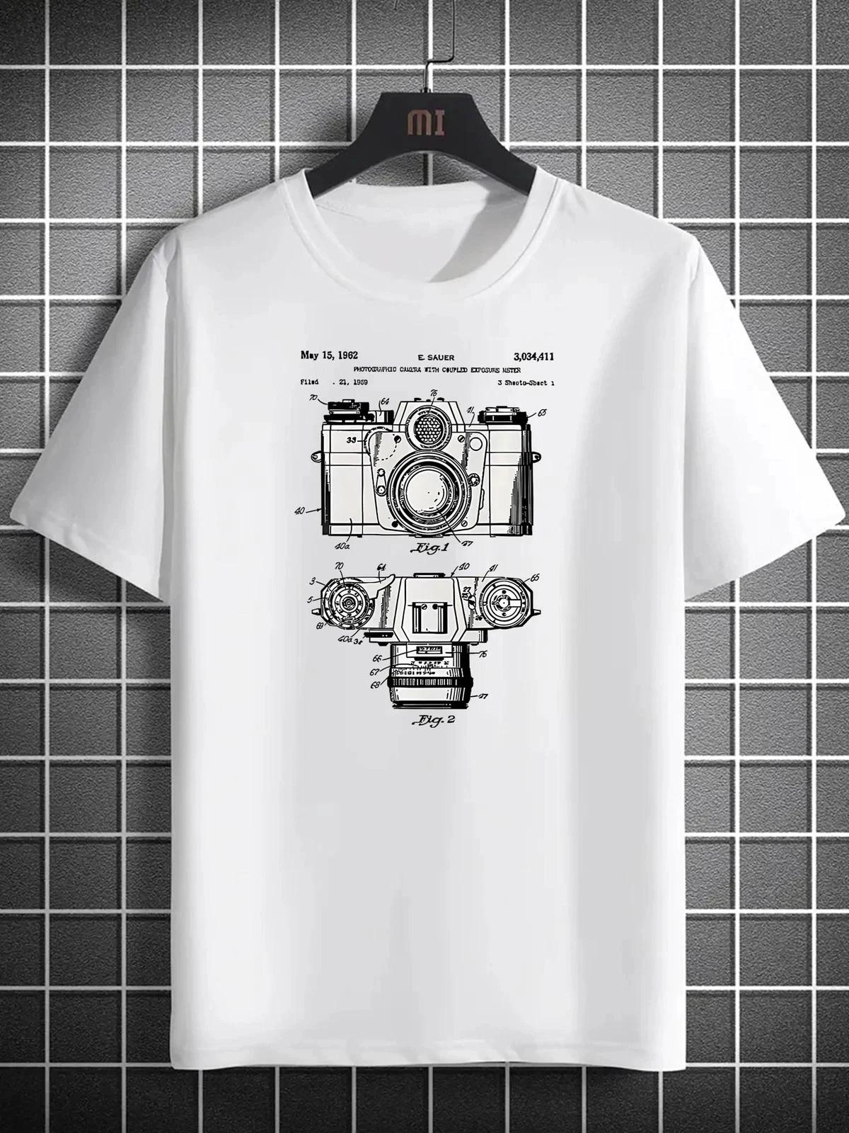 Vintage Camera Blueprint Graphic T- Shirt Photographer Retro Film Tee 2XL