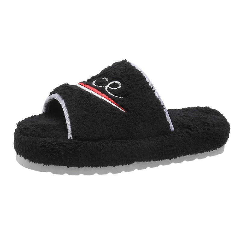 Women Thick Fluffy Faux Fur Slippers Soft Cotton Slippers Fashion Home Bedroom Warm Love Plush Slides Fashion Indoor Floater