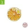 Gold Plated Cherry Blossom Lemon Handmade Diy Beads Summer Small Fresh 925 Sterling Silver Loose Bead Accessories