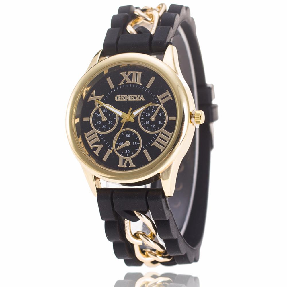 Women Silicone Roman Literally Fake 3-eyed Lady Chain Watch Fashion Wristwatch
