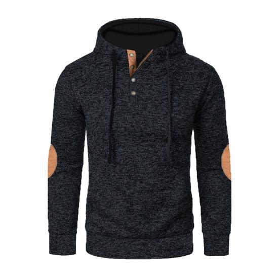 

Мужская толстовка с флисовой подкладкой, теплая повседневная толстовка с капюшоном на пуговицах, уютный утолщенный пуловер для осени и зимы, для повседневной носки, спорта, школы, улицы S чёрный