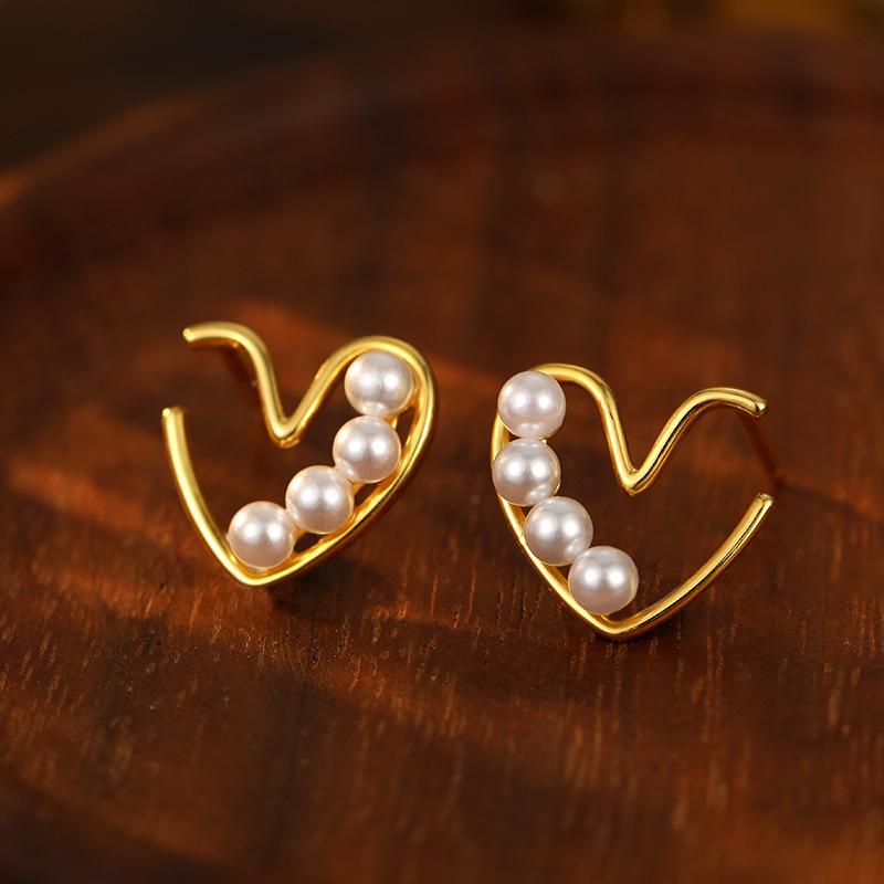 Banyan Tree S925 Silver Pearl Love Earrings - Simple Japanese & Korean Style for Women