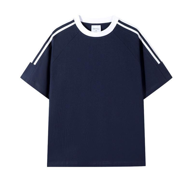 Sommerreines Baumwoll-Kurzarm-T-Shirt, Lockeres T-Shirt im Hongkong-Stil, Reines Baumwoll-Halbarm-Herren-Reines Baumwoll-Kurzarm-T-Shirt