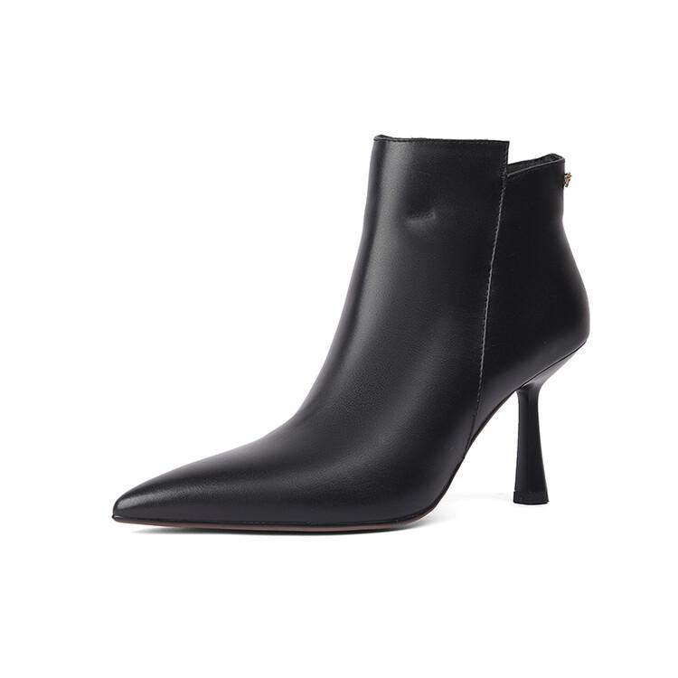

Модные осенние ботинки женские туфли из натуральной кожи для женщин с острым носком ботильоны на очень высоком каблуке зимние ботинки на тонком каблуке современные ботинки 39 чёрный