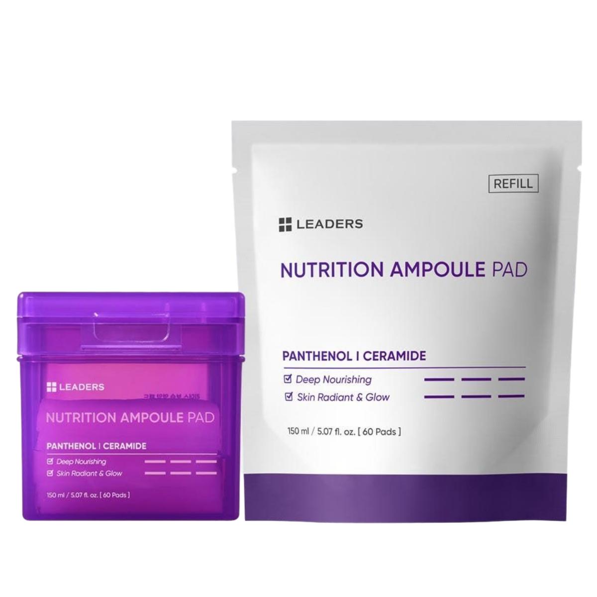 LEADERS Moisture Nourishing Pad Duo Set Hydrating Smoothing 150ml x 2 (120 Pads Total)