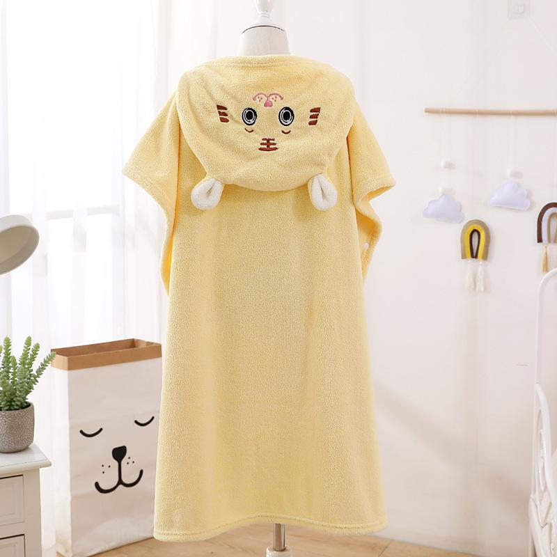 

Детский мультяшный банный халат с капюшоном оверсайз для малышей с вышивкой Yellow Tiger Cloak