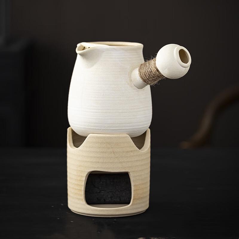 Heat-Resistant Ceramic Tea Pot Set with Charcoal Warmer