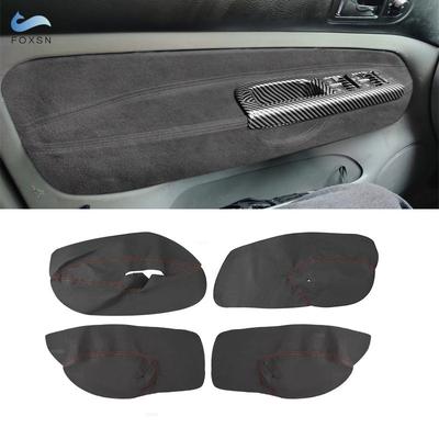 Para VW Golf 4 MK4 Bora Jetta 1998 1999 2000 2001 2002 2003 2004 2005 Solo LHD 4 Puertas Panel del Reposabrazos Funda de Cuero Gamuza Recorte
