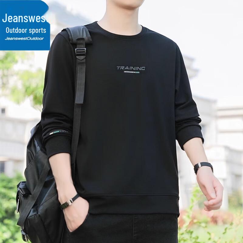 Jeanswest Men's Outdoor Loose Fit Long-sleeved Round Neck Top