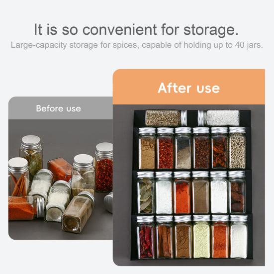 2PCS Kitchen Shelf Organizer with Stepped Layered Design PP Spice Organization Rack for Cabinet Storage And Pantry